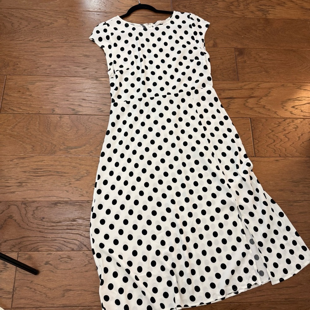 LOFT Black and White Polka Dot Maxi Dress